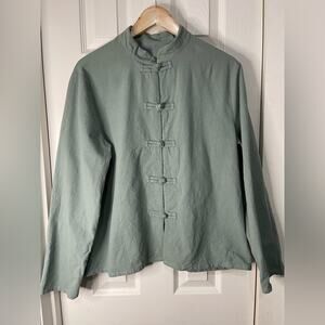 Women’s Green Asian style Button Up Hemp Blend Jacket size large